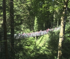 Die Schar auf der Hängebrücke